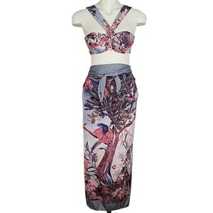 NWT Urban Lux Resort Women's 3 Piece Bikini Sarong Tropical S